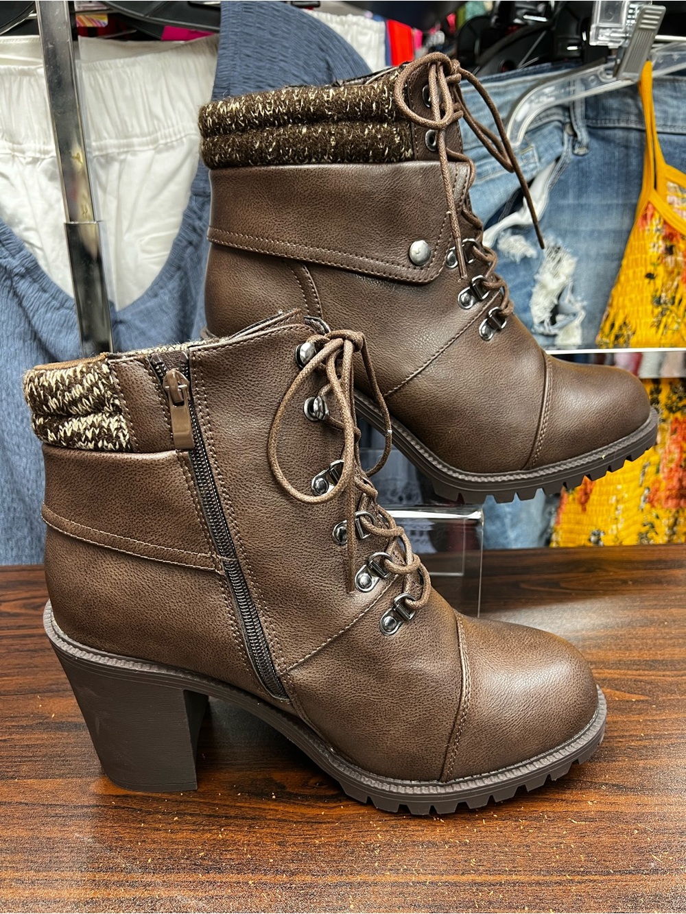 NEW Torrid Sweater Cuff Heeled Hiker Boots - Size 11.5WW